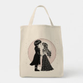 Schattigee Gotische Emo Kinder Kus Valentijnsdag Tote Bag (Achterkant)