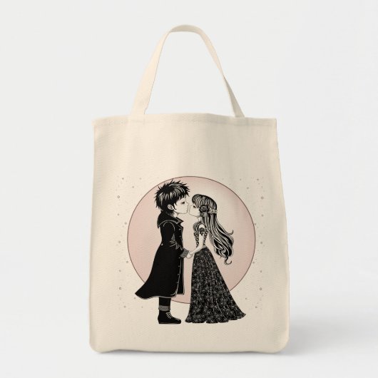Schattigee Gotische Emo Kinder Kus Valentijnsdag Tote Bag (Voorkant)