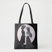 Schattigee Gotische Emo Kinder Kus Valentijnsdag Tote Bag (Voorkant)