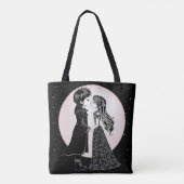 Schattigee Gotische Emo Kinder Kus Valentijnsdag Tote Bag (Achterkant)