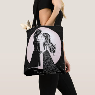 Schattigee Gotische Emo Kinder Kus Valentijnsdag Tote Bag