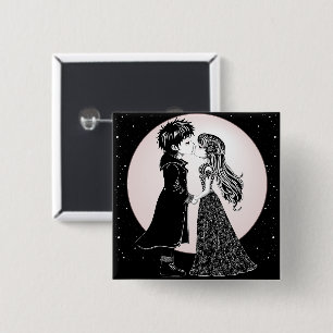 Schattigee Gotische Emo Kinder Kus Valentijnsdag Vierkante Button 5,1 Cm