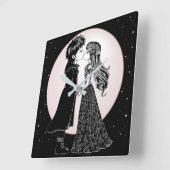 Schattigee Gotische Emo Kinder Kus Valentijnsdag Vierkante Klok (Hoek)