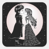 Schattigee Gotische Emo Kinder Kus Valentijnsdag Vierkante Sticker (Voorkant)