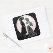 Schattigee Gotische Emo Kinder Kus Valentijnsdag Vierkante Sticker (Envelop)