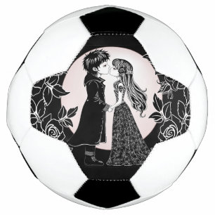 Schattigee Gotische Emo Kinder Kus Valentijnsdag Voetbal