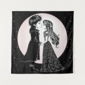 Schattigee Gotische Emo Kinder Kus Valentijnsdag Wandkleed (Voorkant)