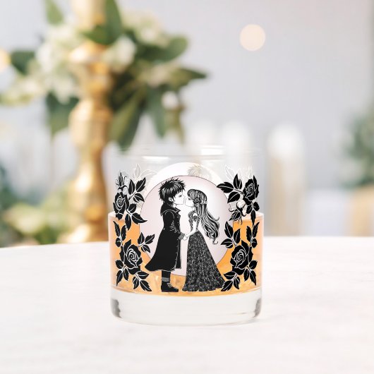 Schattigee Gotische Emo Kinder Kus Valentijnsdag Whisky Glas (Insitu (Huwelijk))