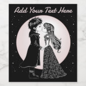 Schattigee Gotische Emo Kinder Kus Valentijnsdag Wijn Etiket (Enkel label)