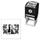 Schattigee Gotische Emo Kinder Kus Valentijnsdag Zelfinktende Stempel (In situ)