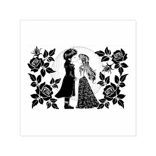 Schattigee Gotische Emo Kinder Kus Valentijnsdag Zelfinktende Stempel (Design)