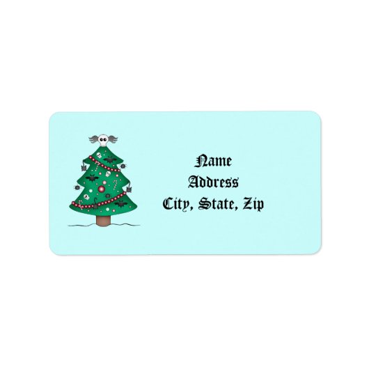 Schattigee gotische kerstboom etiket (Voorkant)
