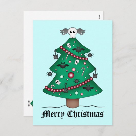 Schattigee gotische kerstboom feestdagenkaart (Voorkant / Achterkant)