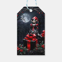 Schattigee gotische kerstelf. cadeaulabel