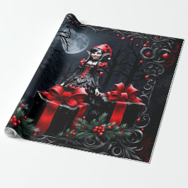 Schattigee gotische kerstelf. cadeaupapier