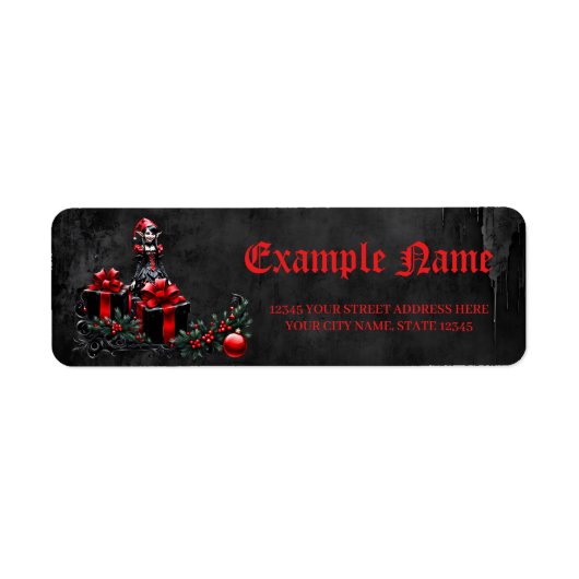 Schattigee gotische kerstelf. etiket (Voorkant)