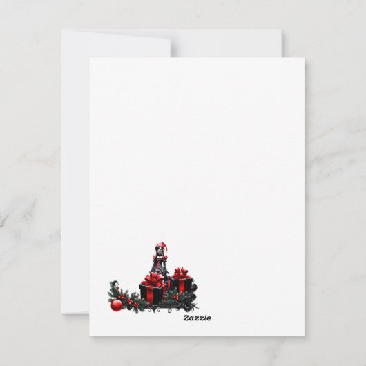 Schattigee gotische kerstelf. feestdagenkaart (Achterkant)