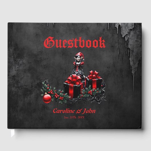 Schattigee gotische kerstelf. gastenboek (Voorkant)