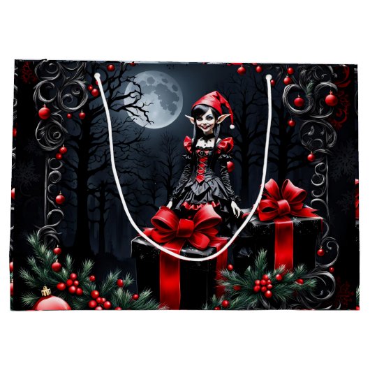 Schattigee gotische kerstelf. groot cadeauzakje (Achterkant)