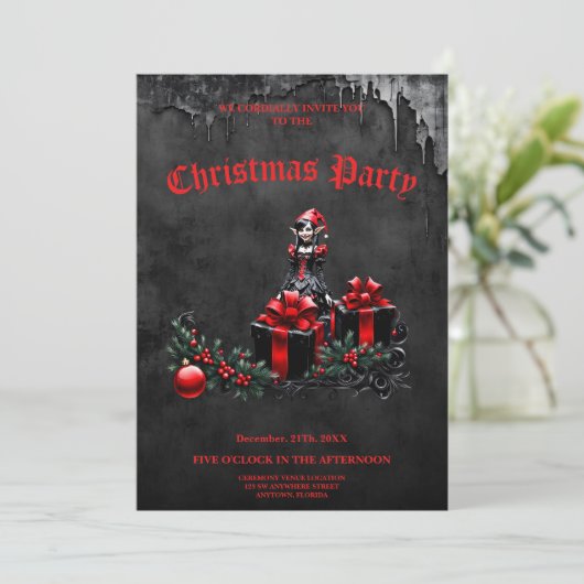 Schattigee gotische kerstelf. kaart (Staand voorkant)