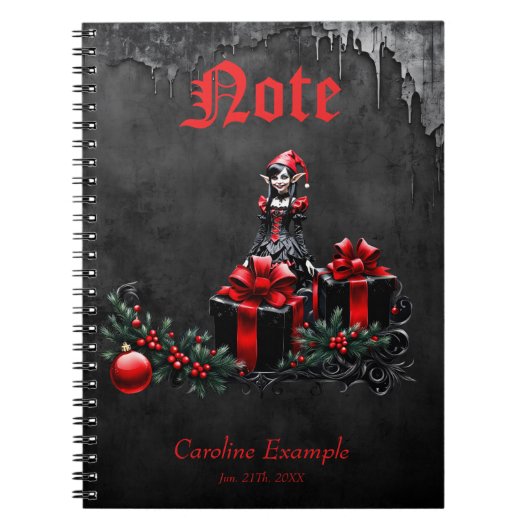 Schattigee gotische kerstelf. notitieboek (Voorkant)