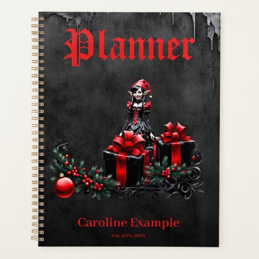 Schattigee gotische kerstelf. planner (Voorkant)