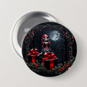 Schattigee gotische kerstelf. ronde button 7,6 cm (Voorkant /achterkant)