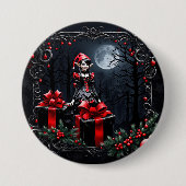 Schattigee gotische kerstelf. ronde button 7,6 cm (Voorkant)