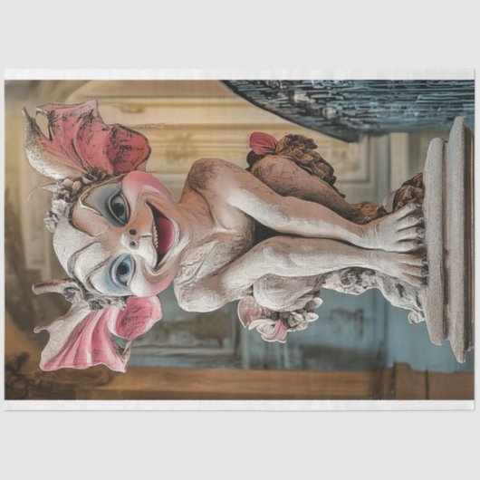 Schattigee Gotische Parijse Gargoyle Decoupage Tissuepapier (Voorkant)
