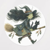 Schattigee Gotische Pompoen & Kat Halloween Sticke Labels (Design 1)