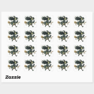 Schattigee Gotische Pompoen & Kat Halloween Sticke Vierkante Sticker