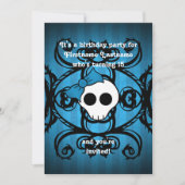 Schattigee gotische schedel blauw en zwart 5x7 ver kaart (Voorkant)