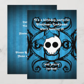 Schattigee gotische schedel blauw en zwart 5x7 ver kaart (Voorkant / Achterkant)