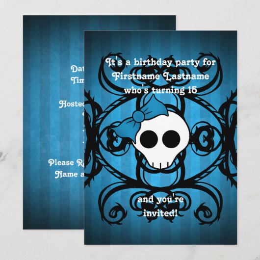 Schattigee gotische schedel blauw en zwart 5x7 ver kaart (Voorkant / Achterkant)