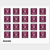 Schattigee gotische schedel fuschia en zwart zoet vierkante sticker (Vel)