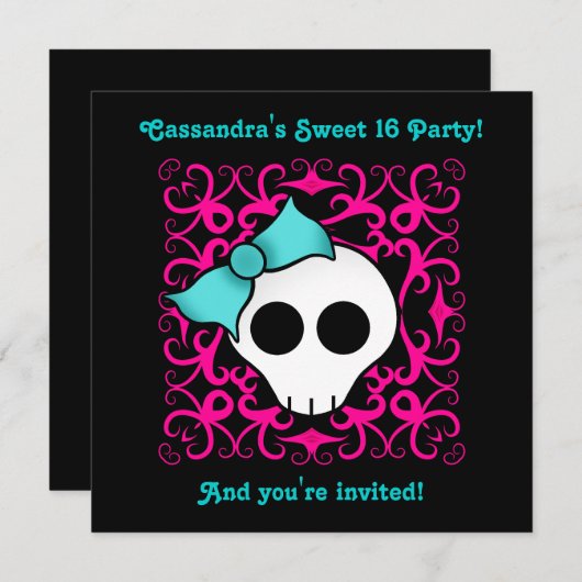 Schattigee gotische schedel lief 16 verjaardagsfee kaart (Voorkant / Achterkant)