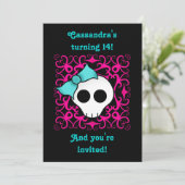 Schattigee Gotische schedel verjaardagsfeestje voo Kaart (Staand voorkant)
