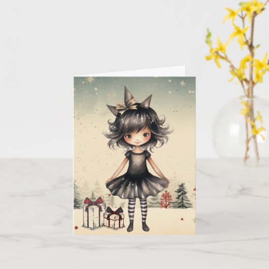 Schattigee Gotische Sprookjeskerst Kaart (Gele Bloem)