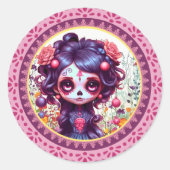Schattigee Gotische Tuin Suikerschedel Ronde Sticker (Voorkant)
