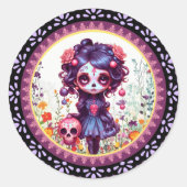 Schattigee Gotische Tuin Suikerschedel Ronde Sticker (Voorkant)