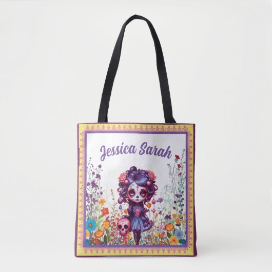 Schattigee Gotische Tuin Suikerschedel Tote Bag (Voorkant)