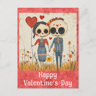 Schattigee Gotische Valentijnsdag Skeleton Paar Briefkaart