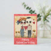 Schattigee Gotische Valentijnsdag Skeleton Paar Briefkaart (Staand voorkant)