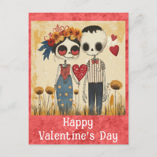Schattigee Gotische Valentijnsdag Skeleton Paar Briefkaart