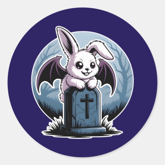Schattigee gotische vampier Bunny Kawaii Halloween Ronde Sticker (Voorkant)