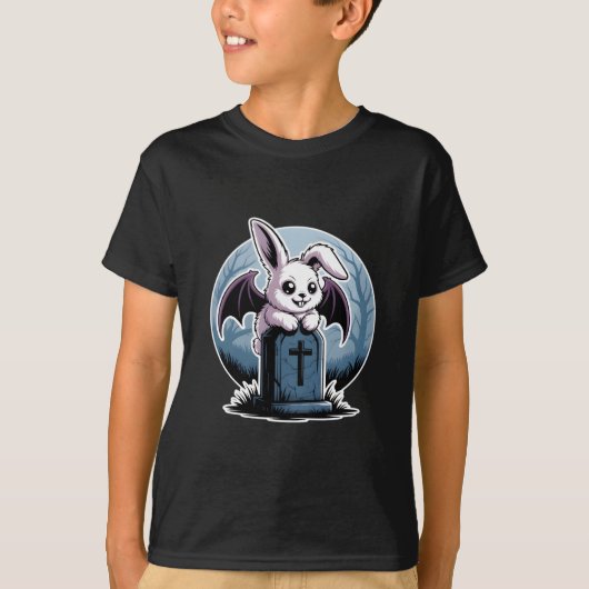 Schattigee gotische vampier Bunny Kawaii Halloween T-shirt (Voorkant)