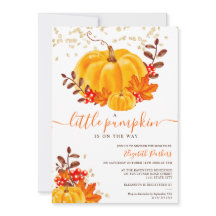 Schattigee gouden bloemenpompoen waterverf baby sh