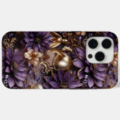 Schattigee gouden en Paarse bloemige botanische Case-Mate iPhone Case (Achterkant (horizontaal))