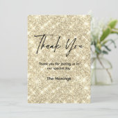 Schattigee gouden faux glitter bedankt kaart (Staand voorkant)