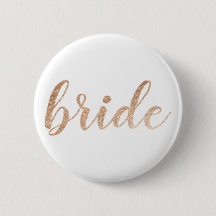 Schattigee Gouden Glitter Bruid Badge Button